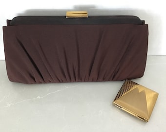 1950s evening purse, GARAY clutch 50s evening clutch, brown clutch, 1950s bags, handbag, vintage clutch