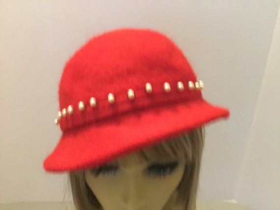 1940’s red wool hat,Neumann-Endler hat, midcentur… - image 4