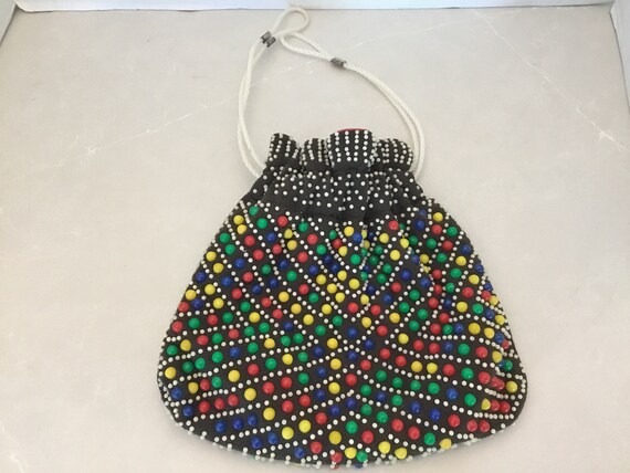 1960-70’s Candy Dot reversible drawstring handbag… - image 6
