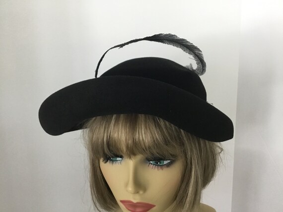 Vintage 1940-50’s Merrimac Hat Corp hat, black wo… - image 6