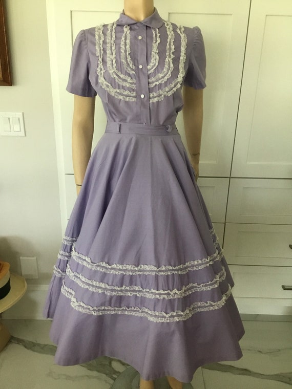 1950’s swing skirt and blouse, Lilac circle skirt… - image 7