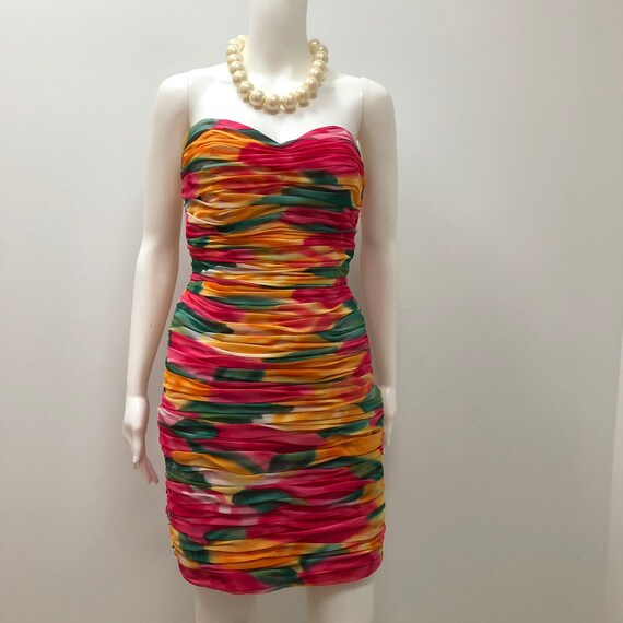 1980’s VICTOR COSTA dress, colorful Victor Costa … - image 7
