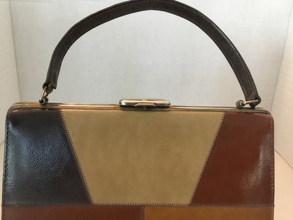 1960’s Colorblock patchwork handbag,simulated lea… - image 10