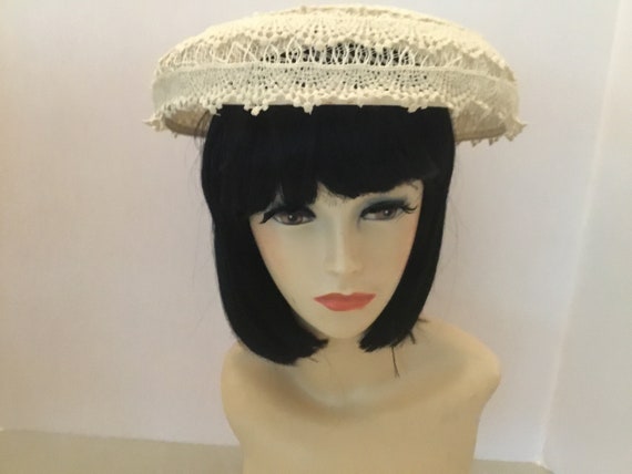 50-60s lampshade hat, ivory midcentury hat,unique… - image 5