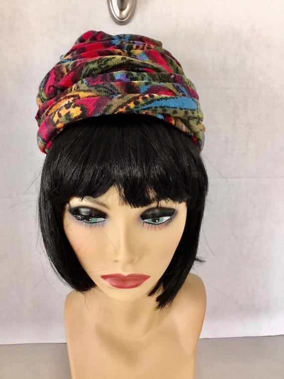 AMY New York hat, turban style 1960’s hat, midcentury… - Gem