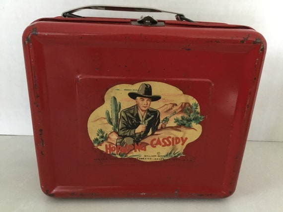 Metal Lunchox, 1950's Hopalong Cassidy Lunchbox, Red Hopalong
