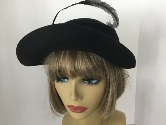 Vintage 1940-50’s Merrimac Hat Corp hat, black wo… - image 1