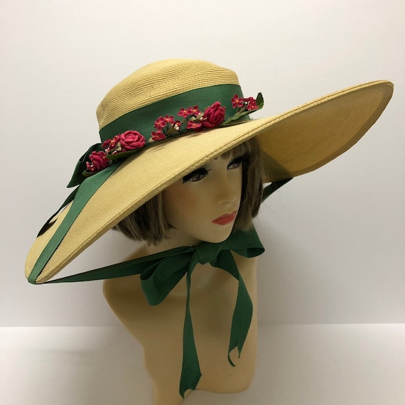 1940-50s Cathay of California Cartwheel straw hat,