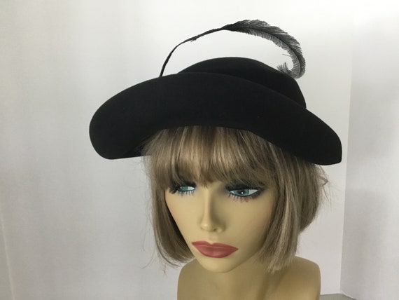 Vintage 1940-50’s Merrimac Hat Corp hat, black wo… - image 2