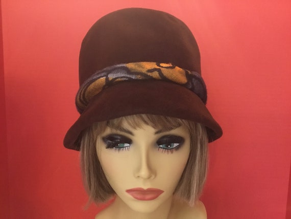 Dark Brown hat, El Rita Hat, midcentury brown hat… - image 1