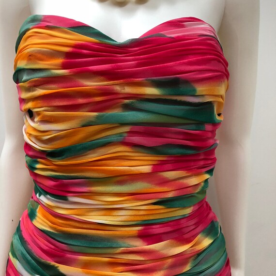 1980’s VICTOR COSTA dress, colorful Victor Costa … - image 4