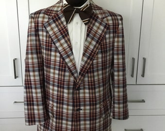 Madras Jacket, Haband, Paterson, NJ, 1970’s Madras sportcoat, derbysport coatplaid,midcentury sportcoat