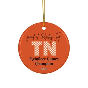 Rocky Top Reindeer Games Champion Christmas Ceramic Ornaments - Circle or Star Shapes