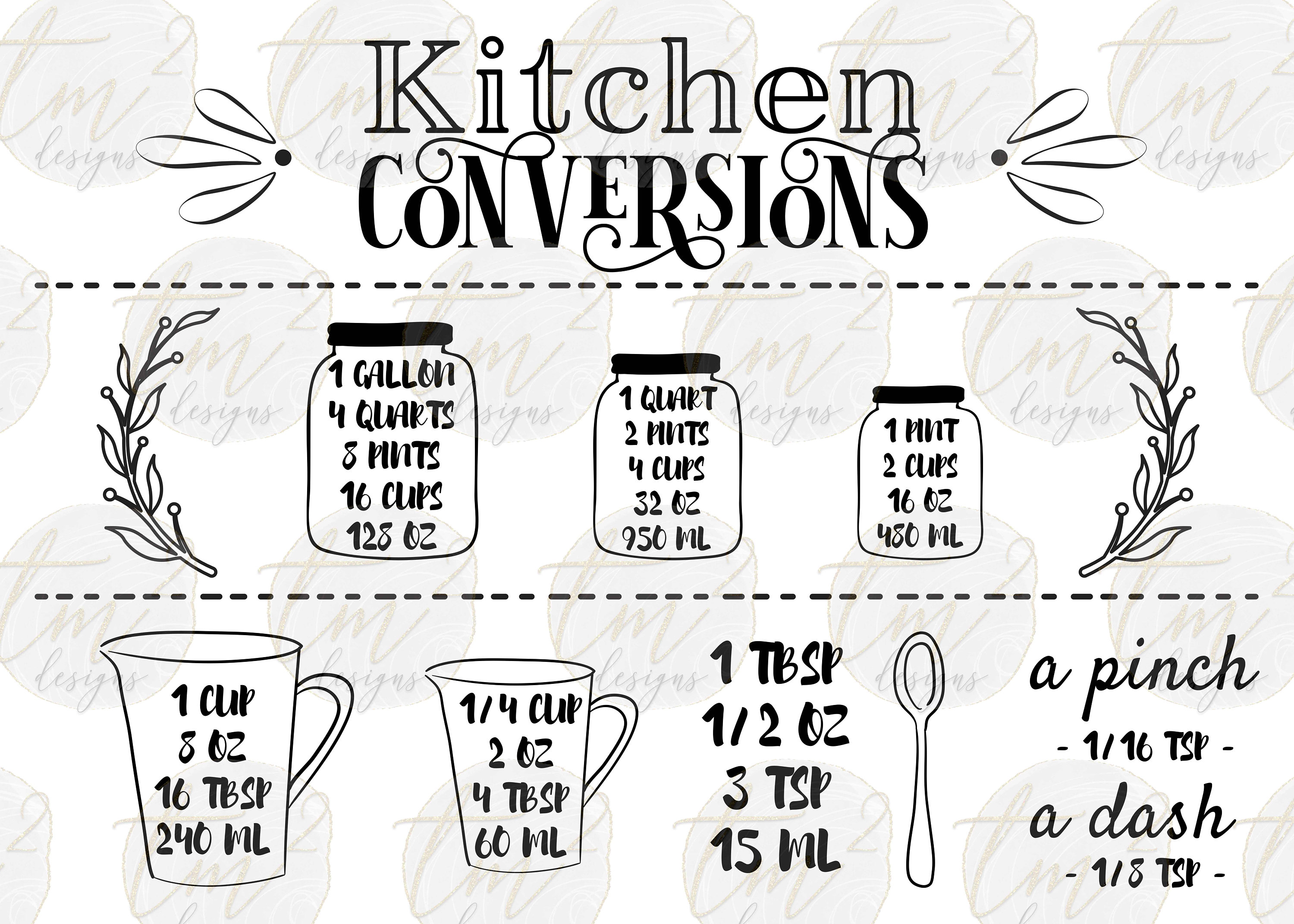 Kitchen Conversions SVG Noodle Board SVG Kitchen Measuring - Etsy Singapore
