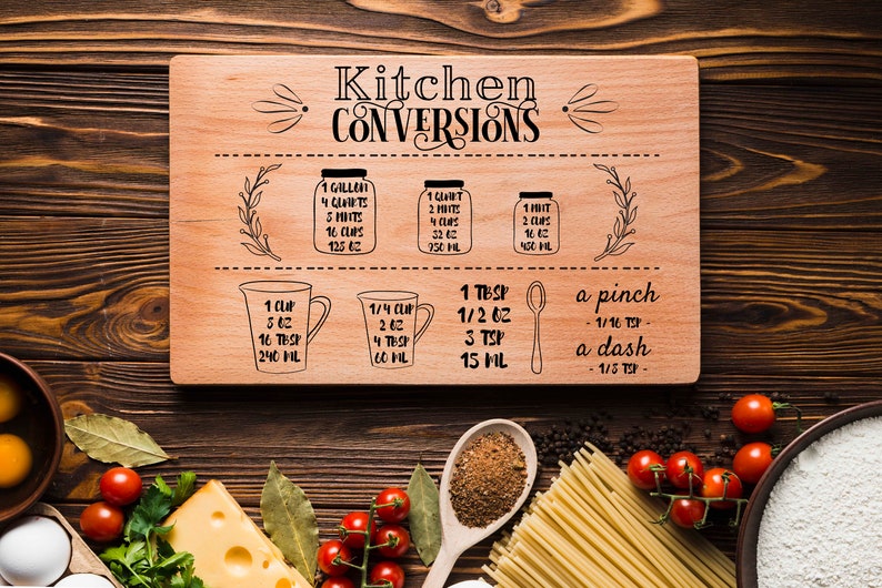 Kitchen Conversions SVG Noodle Board SVG Kitchen Measuring Cheat Sheet