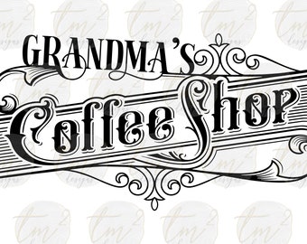 Grandma's Coffee Shop SVG | Noodle Board Cutting Board SVG | Decorative Kitchen Digital Decal