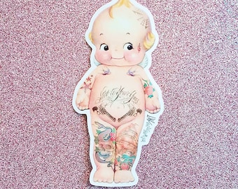 Tattooed Kewpie 2X4 Sticker