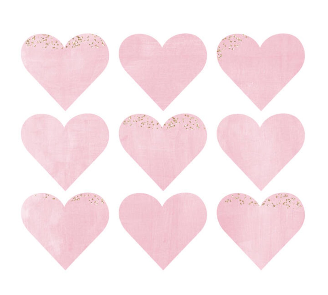 Glitter Heart Wall Decals Watercolor Heart Fabric Wall Etsy