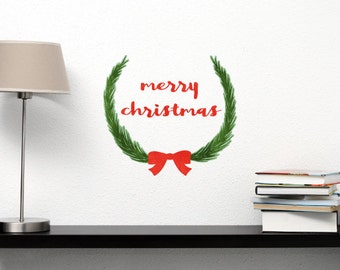 Christmas Wreath - Reusable Watercolor Holiday Decal