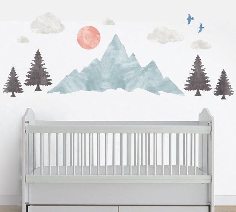 Mountain Wall Decals Mountain Range Fabric Wall Decals in Etsy