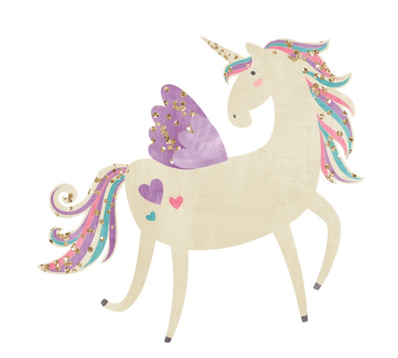 Unicorn Family Glitter Wall Decals Watercolor Unicorn Fabric Wall Decals