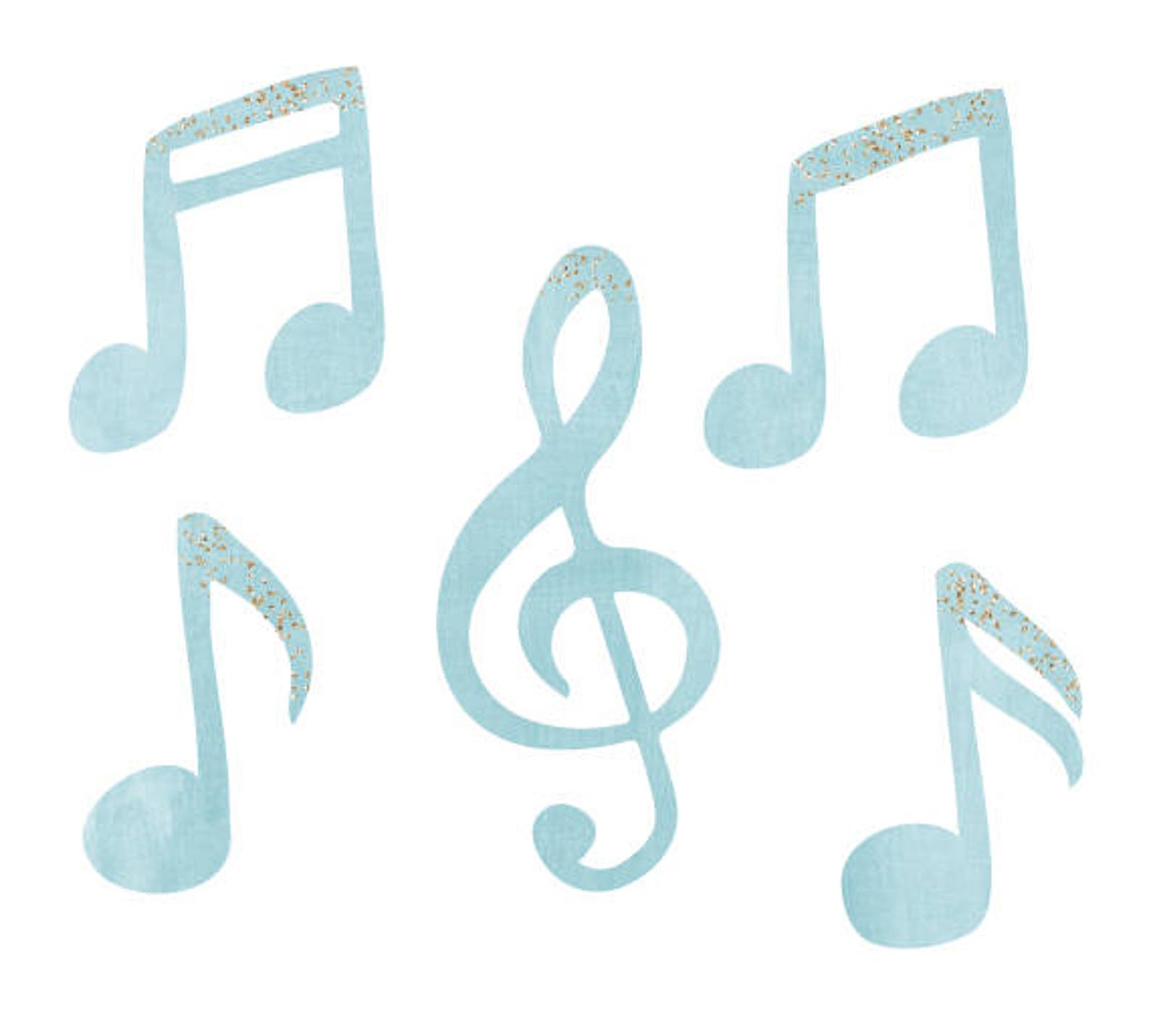 Music Note Glitter Watercolor Wall Decals Set Of 44 Etsy
