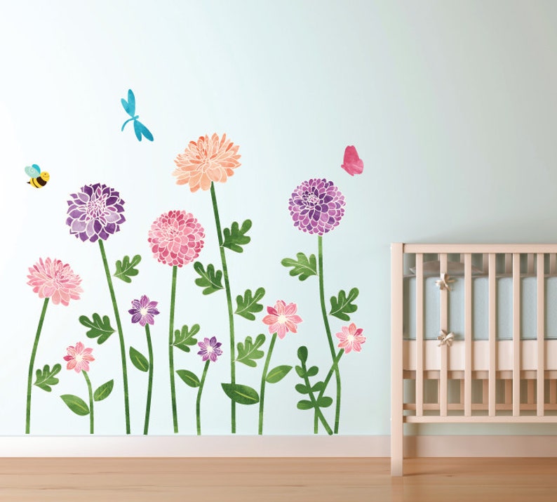 Garden Wall Decals Flower Fabric Wall Decals Etsy