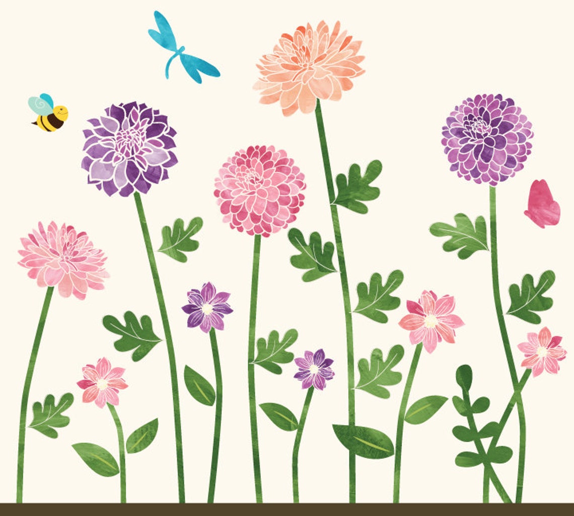 Garden Wall Decals Flower Fabric Wall Decals Etsy