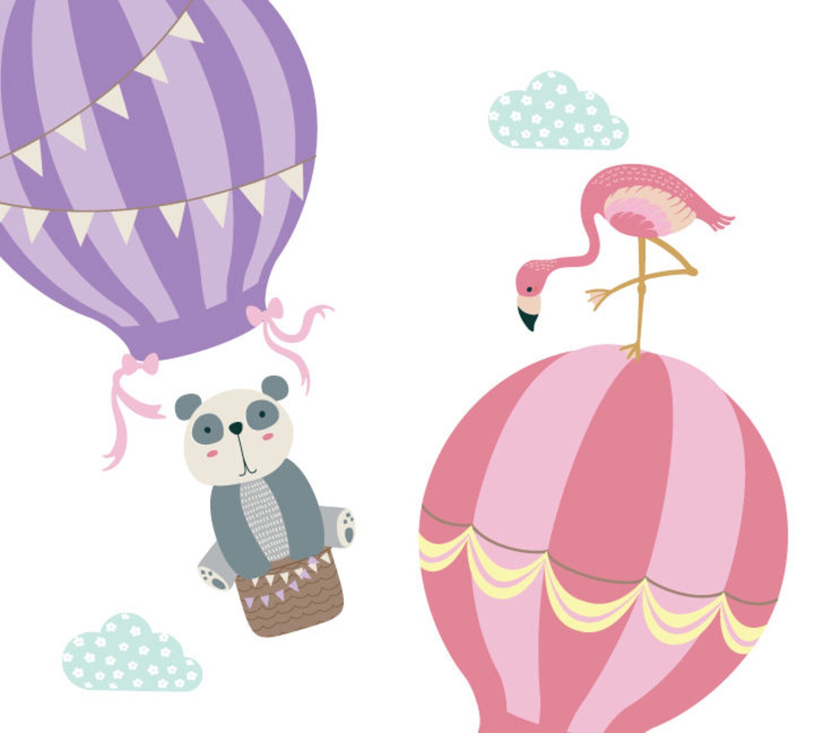 Hot Air Balloon and Animal Wall Decals Vintage Balloon and Etsy