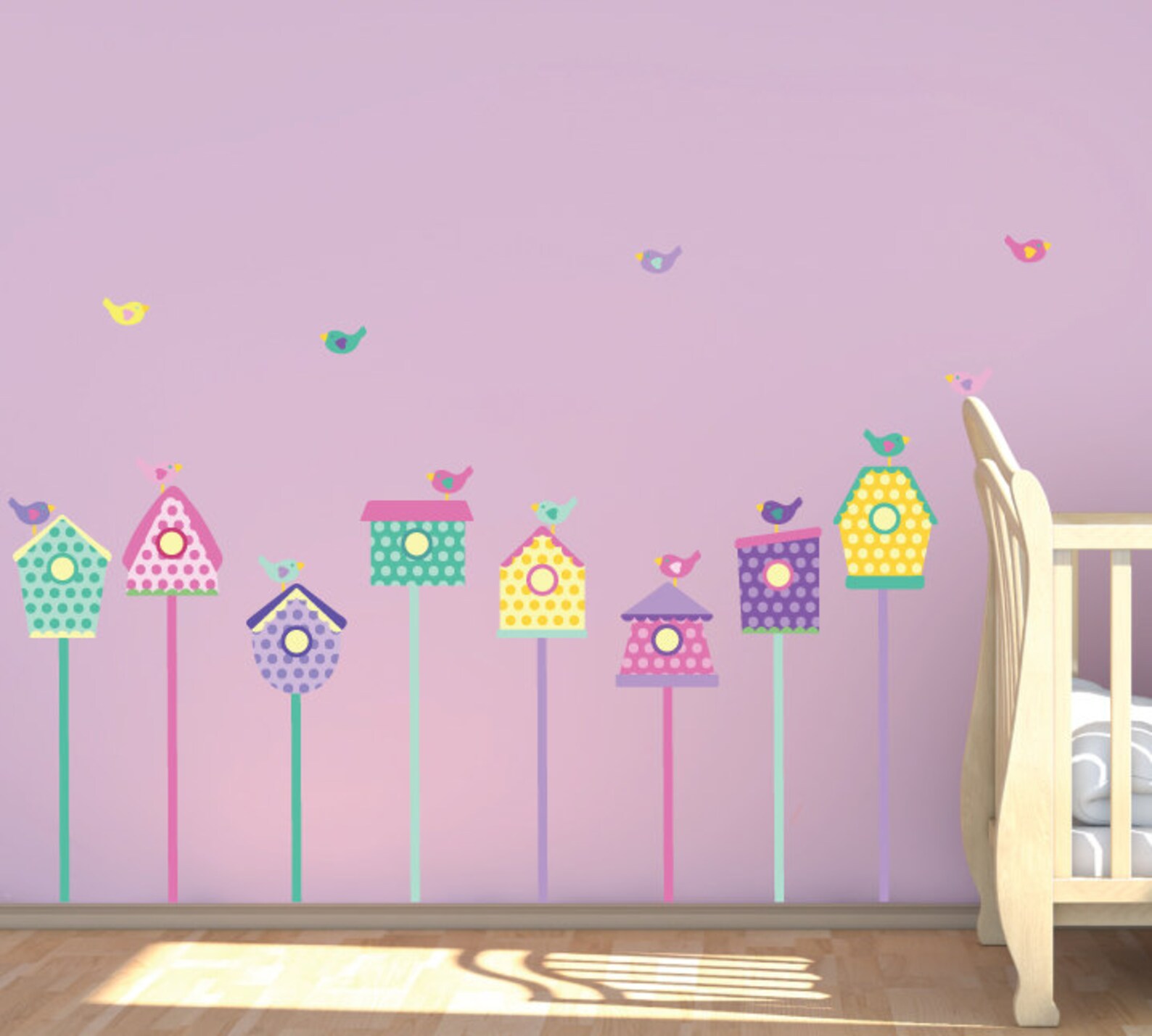 Birds and Birdhouse Fabric Wall Decals Birdhouse Wall Etsy