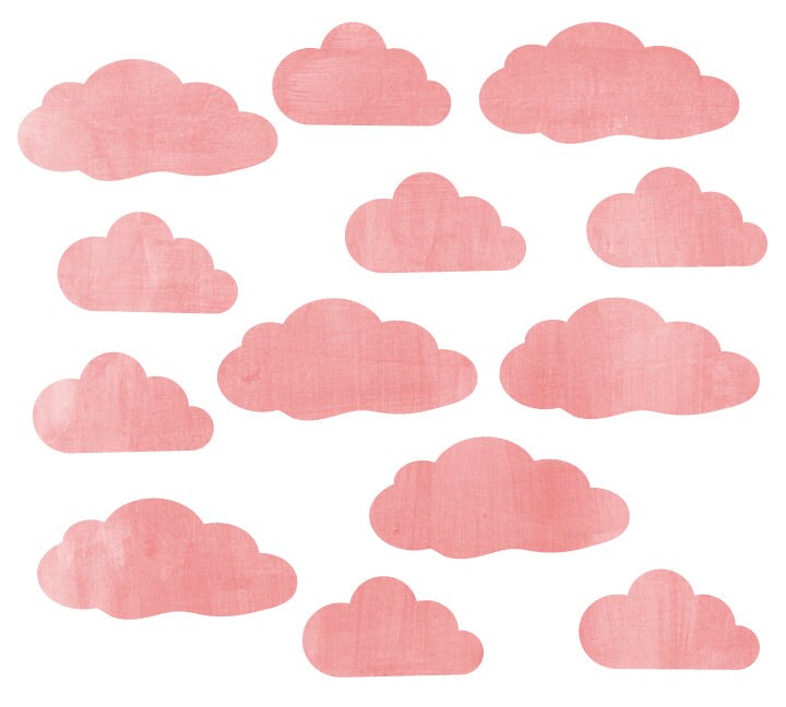 Cloud Wall Decals Watercolor Cloud Confetti Wall Decals Etsy