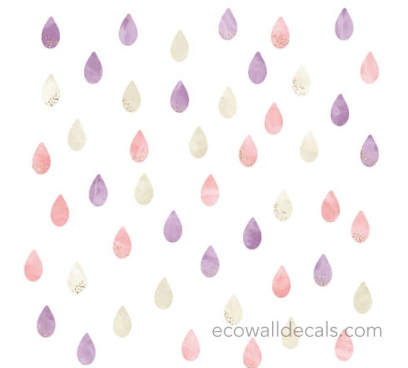 Raindrop Watercolor Wall Decals Glitter Raindrop Fabric Wall Etsy