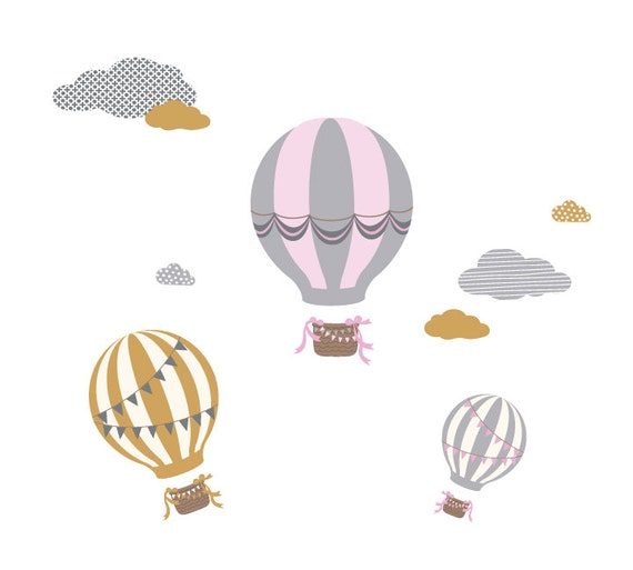 Hot Air Balloon Wall Decals Vintage Balloons Fabric Wall Etsy