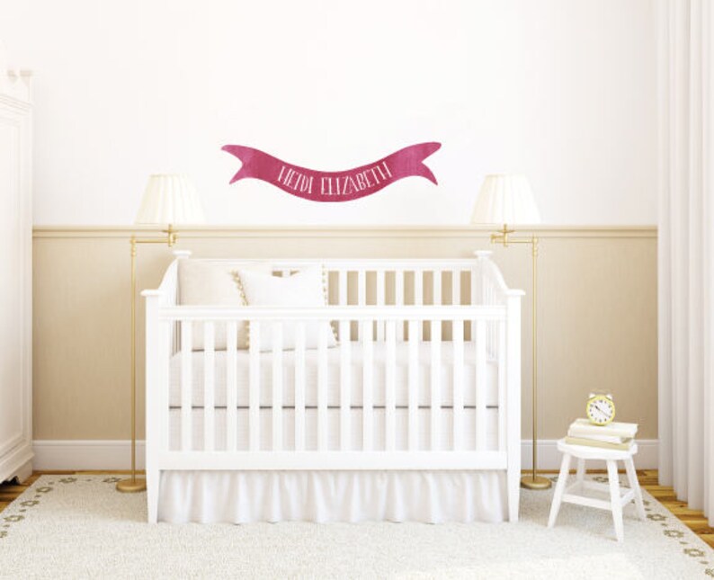 Name Banner Wall Decal Watercolor Name Fabric Wall Decals Etsy