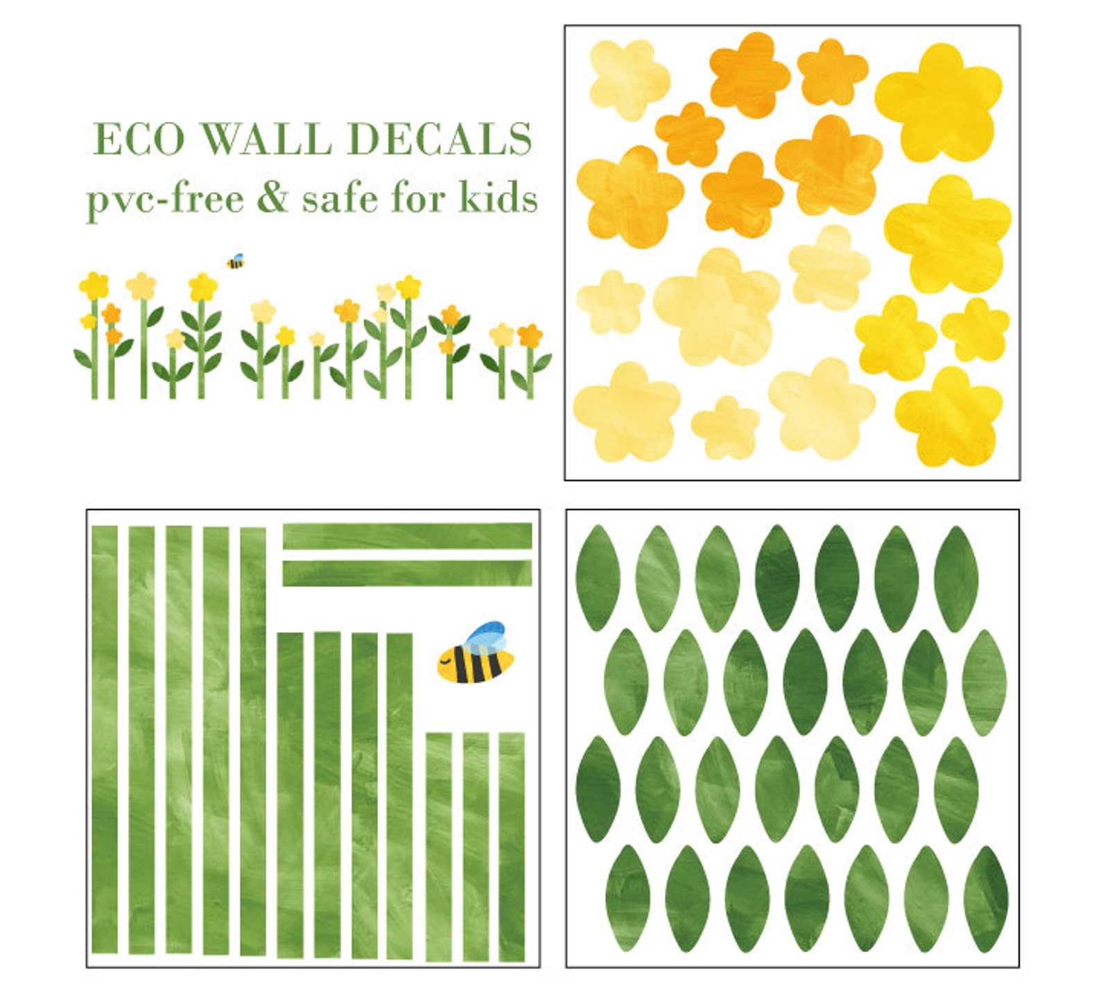 Yellow Flower Wall Decals Fabric Wall Decals Etsy