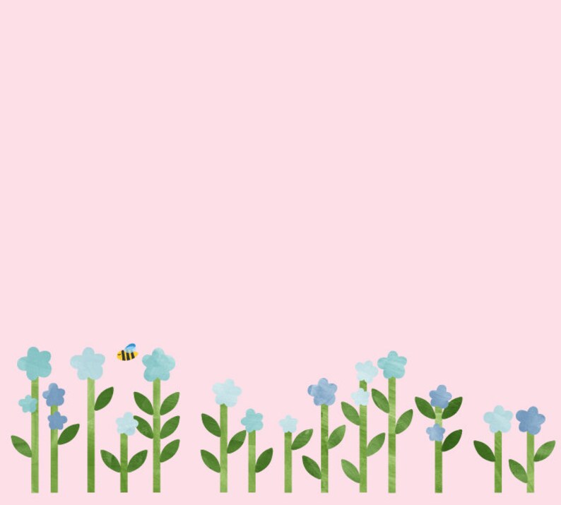 Blue Flower Wall Decals Garden Fabric Wall Decals Etsy