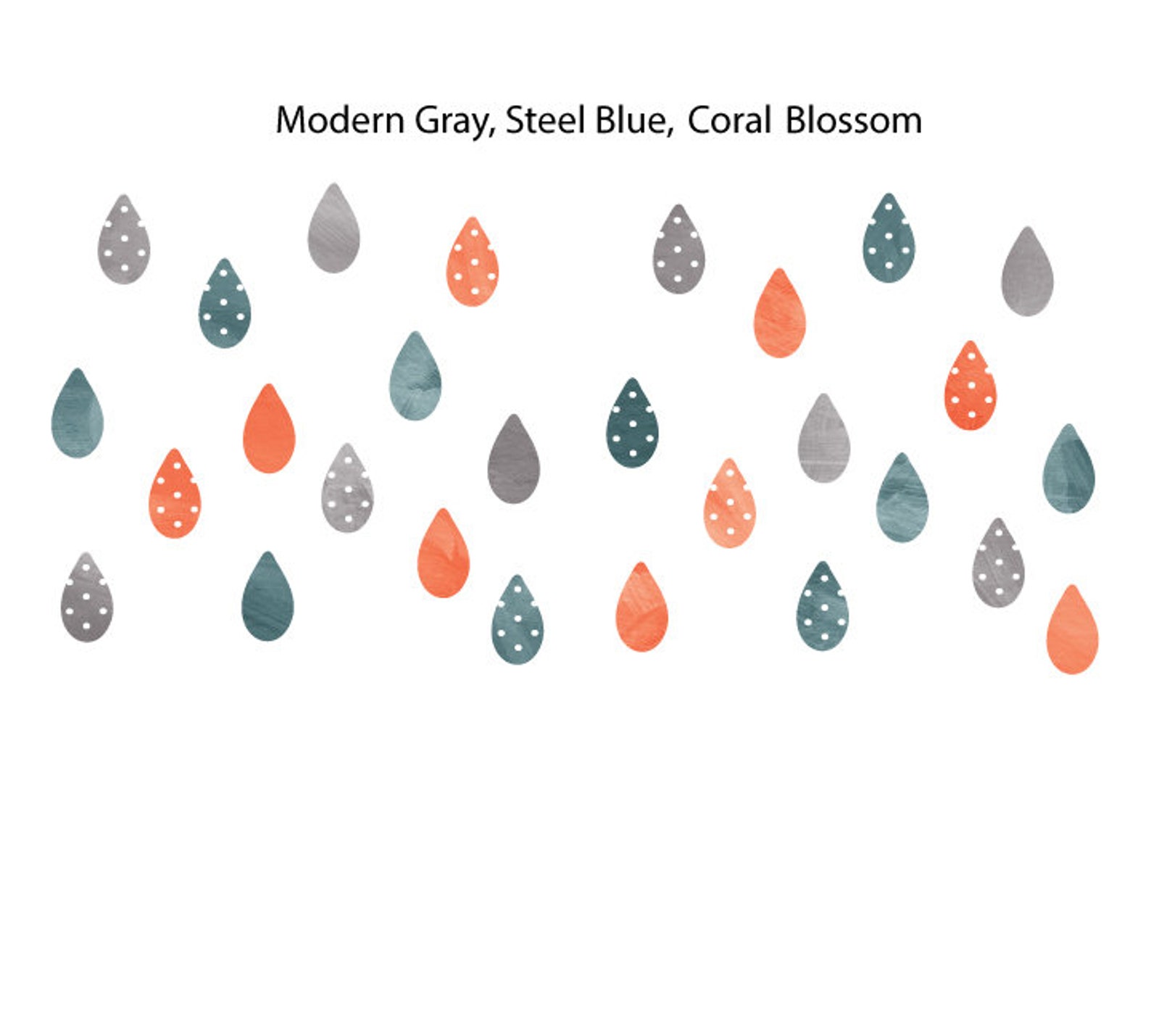 Raindrop Wall Decals Watercolor Patterned Raindrop Fabric Etsy