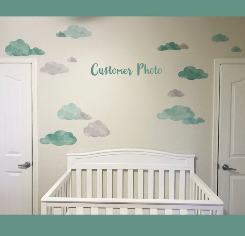 Watercolor Cloud Moon and Stars Wall Decals Cloud Etsy