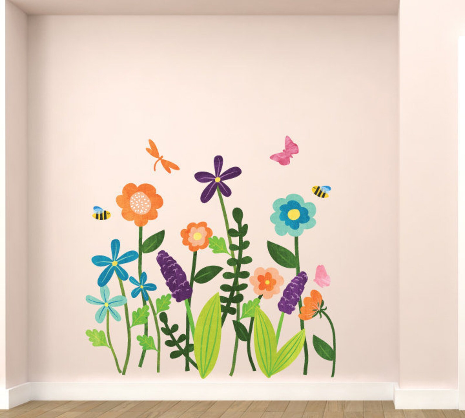 Garden Wall Decals Flower Fabric Wall Decals in Watercolor Etsy