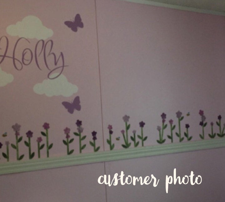Purple Flower Wall Decals Fabric Wall Decals Etsy