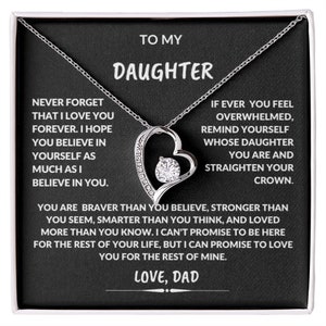 Aan mijn dochter van papa Forever Love Vergeet nooit gepersonaliseerde berichtkaart ketting cadeau - zwarte kaart