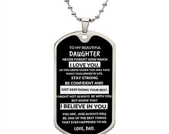 TO MY BEAUTIFUL daughter i love you personalized military dog tag graduation necklace gift from dad
