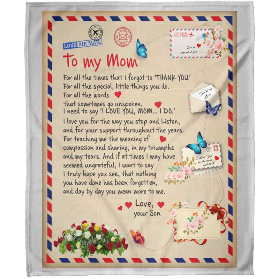 To My Mom Airmail Stamps for All the Times Personalized Arctic Fleece