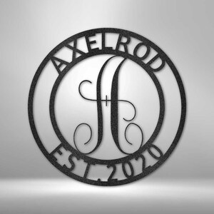 Family Name Initial Personalized Monogram Steel Wall Sign