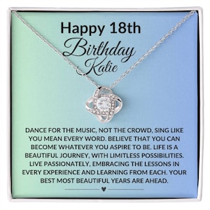 Feliz cumpleaños número 18, baile para la música, no la multitud, tarjeta de mensaje personalizada, collar de hito, regalo para mujer joven
