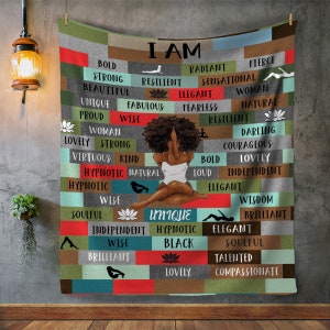 Black Girl African American Woman Self Love I Am Beautiful Affirmation Empowerment Arctic Fleece Blanket 50x60 Christmas Birthday Graduation