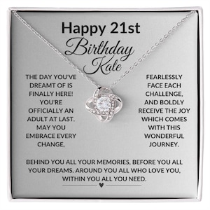 Feliz cumpleaños número 21, eres oficialmente un hito para adultos, tarjeta con mensaje personalizada, collar, regalo para mujer joven