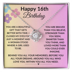 Alles Gute zum 16. Geburtstag personalisierte Schmuck Nachricht Karte Schmuck Affirmation Liebe Geschenk für junge Frau -rosa Blumen