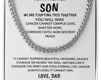 To My Fighter Son Cuban Link Chain Necklace - Gift From Dad, Mom