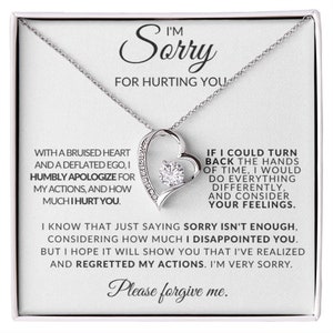 Entschuldigung für die Verletzung Sie Entschuldigung Bedauern Verzeihen Ich entschuldige mich Personalisierte Nachricht 925 Sterling Silber Halskette Geschenk Frau Freundin Freund
